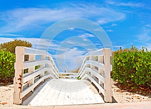 Path to the beach and ocean in Miami Florida
