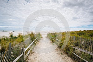 Path to the beach and sand dunes in Atlantic City, New Jersey