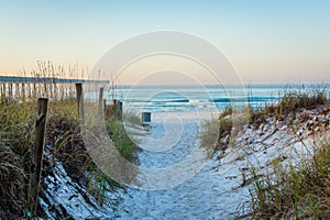 Path to the beach and sand dunes, at Panama City Beach, Florida photo