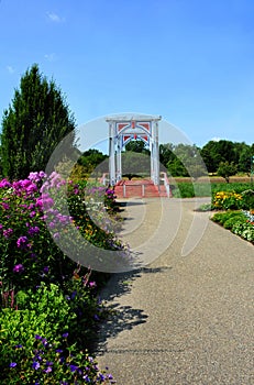 Path to Bridge Lined With Flowers