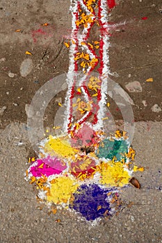 The path to the gods drawn in front of a Nepalese house