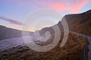 Path to Gullfoss waterfall Iceland landscape travel outdoor beautiful sunset