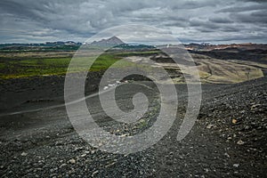 Path to Hverfjall volcano, Myvatn region, Iceland