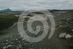 Path to Hverfjall volcano, Myvatn region, Iceland