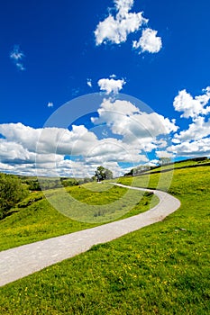 A path to Malham Cove Yorkshire Dales on a beautiful Summer day.