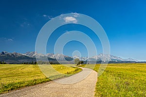 Path to the mountains and hills in High Tatras.