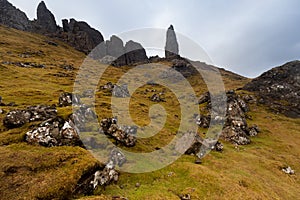 Path to the Old man of Storr Pinnacle Rock Isle of Skye Scotland