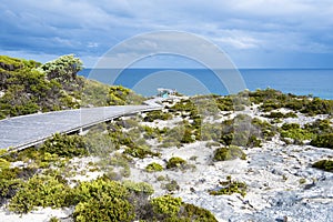 Path to outdoor seat right beside the beach, Kangaroo Island, Australia