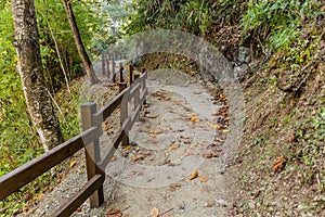 Path to Salto de Baiguate waterfall near Jarabacoa town in Dominican Republ