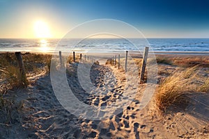 Path to sand beach in North sea