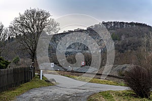 The path to the stone quarry behind the rails