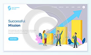 Path to a target s growth vector illustration banner. Achievement in business and motivation concept photo