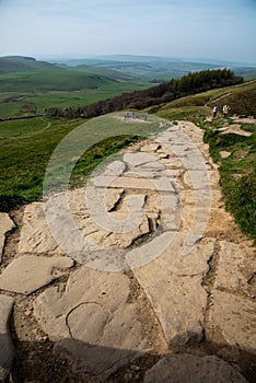 Path to the top of Mam Tor in the National Park Peak District, England 2022