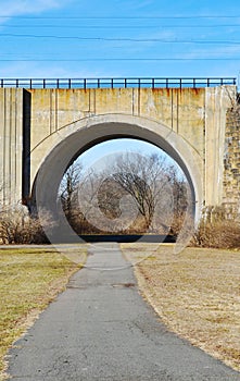 Path under stone bridge