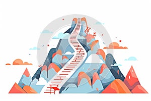 A path up a mountain. Business career target and ambition. Generative ai