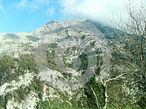 Path and view of Mount Faito in Italy