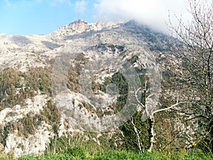 Path and view of Mount Faito in Italy