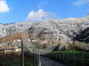 Path and view of Mount Faito in sud Italy.