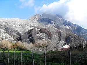 Path and view of Mount Faito in sud Italy.