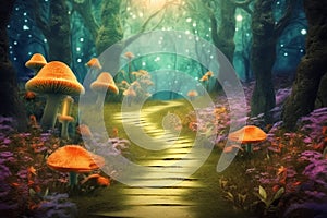 path way to magical forest fantasy ai generated