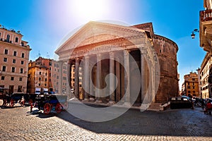 Patheon square ancient landmark in eternal city of Rome view