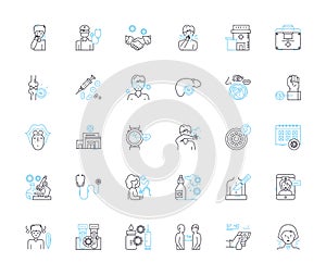 Pathogen control linear icons set. disinfectant, sanitation, sterilization, outbreak, bacteria, virus, contamination