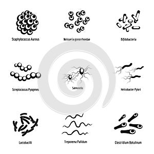 Pathogen icons set, simple style