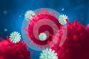 Pathogenic bacteria, viruses and microscopic germs. 3D illustration in high resolution