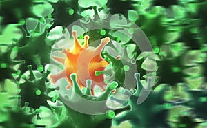 Pathogenic microbes attack the body. 3D illustration on medical research