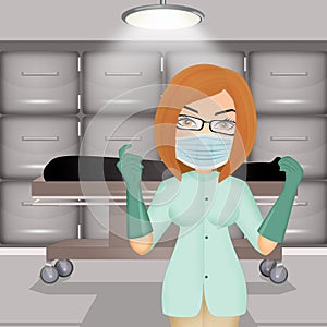 Pathologist performs autopsy on the corpse