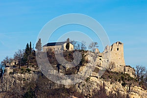 Paths matildici castle of canossa and rossena medieval ruins matilda di canossa reggio emilia photo