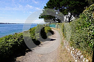 pathway on access sea in Arzon west coast ocean atlantic vannes french brittany in France