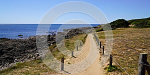 Pathway access to beach sea in Talmont-Saint-Hilaire vendee coast Atlantic in france