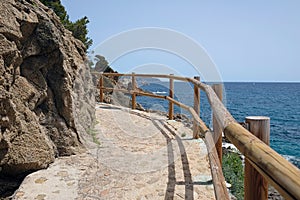 Pathway along the beautiful seascape in Costa Brava, Spain