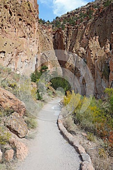 Pathway along cliffs at Bandelier National Monument, New Mexico photo