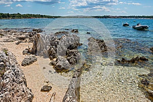 Pathway on the beautiful rocky beach in Istria