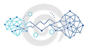Pathway of Data: Abstract Network Connection with Dashed Lines, vector design Generative AI