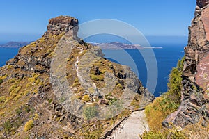 A pathway from Imerovigli leading to Skaros rock on Santorini