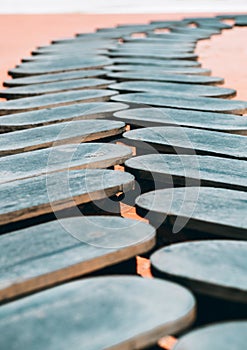 A pathway made of wooden platforms