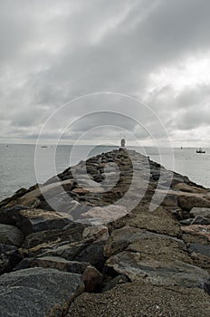Pathway madeup of stone at beach