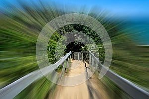 Pathway in motion blur at the Muriwai Regional Park, New Zealand