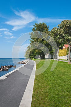 Pathway by the sea in Visby, Sweden photo