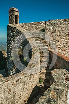 Pathway and stairs on wall going up to watchtower at the Marvao Castle