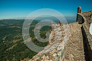 Pathway and stairs on wall with watchtowers at the Marvao Castle