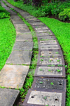 Pathway stones in a beautiful garden