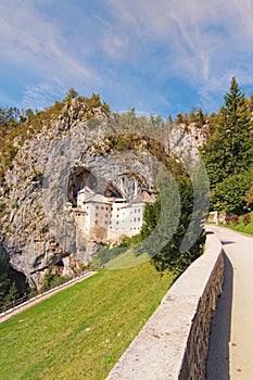 Pathway to the ancient Predjama castle. One of the oldest castles in Slovenia.
