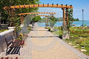 Pathway to lake Balaton in Balatonfured, Hungary photo