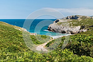 Pathway to the small beach called Playa de San Antonio de Mar in Asturias northern Spain