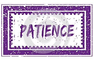 PATIENCE in magenta grunge square frame stamp