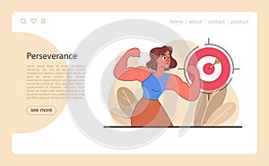 Patience web banner or landing page. Calm person finding